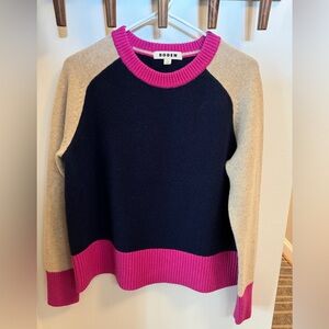 Boden Olivia Merino Wool Sweater, French Navy Colorblock, Size Medium